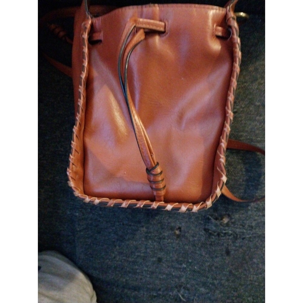 Universal Thread Brown Drawstring Crossbody Bag Bucket Purse Faux Leather Small - Picture 7 of 12